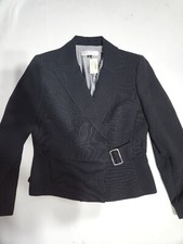 NWT TAHARI Arthur S. Levine Black Pinstriped Belted Blazer Jacket Size 10 280