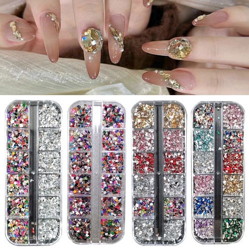 1 Box 3D Manicure Rhinestones Nail Decoration DIY Nail Art Charms Accessories - Picture 2 of 27