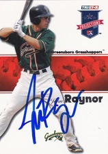 JOHN RAYNOR GREENSBORO GRASSHOPPERS SIGNED 2008 BASEBALL CARD PITTSBURGH PIRATES