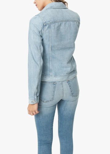 $168 NWT JOE'S JEANS SzL STANDARD TRUCKER DISTRESSED DENIM JACKET LOTUS - Picture 6 of 7