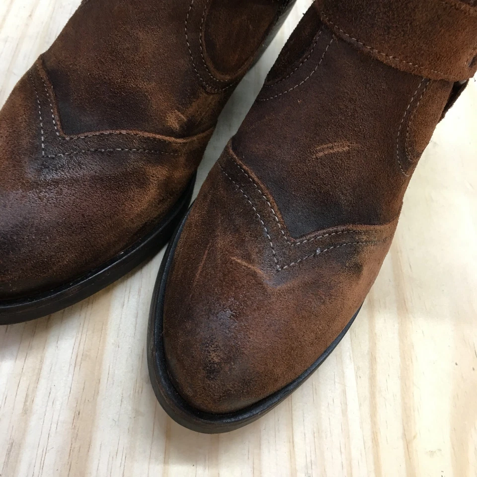 Taos Boots Womens 6-6.5 Harness Ankle Booties Heels Brown Leather Side Zippers - Image 4 of 4