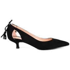 Brinley Co. Womens Pointed Toe Cut-Out Pump Black, 9 Regular US