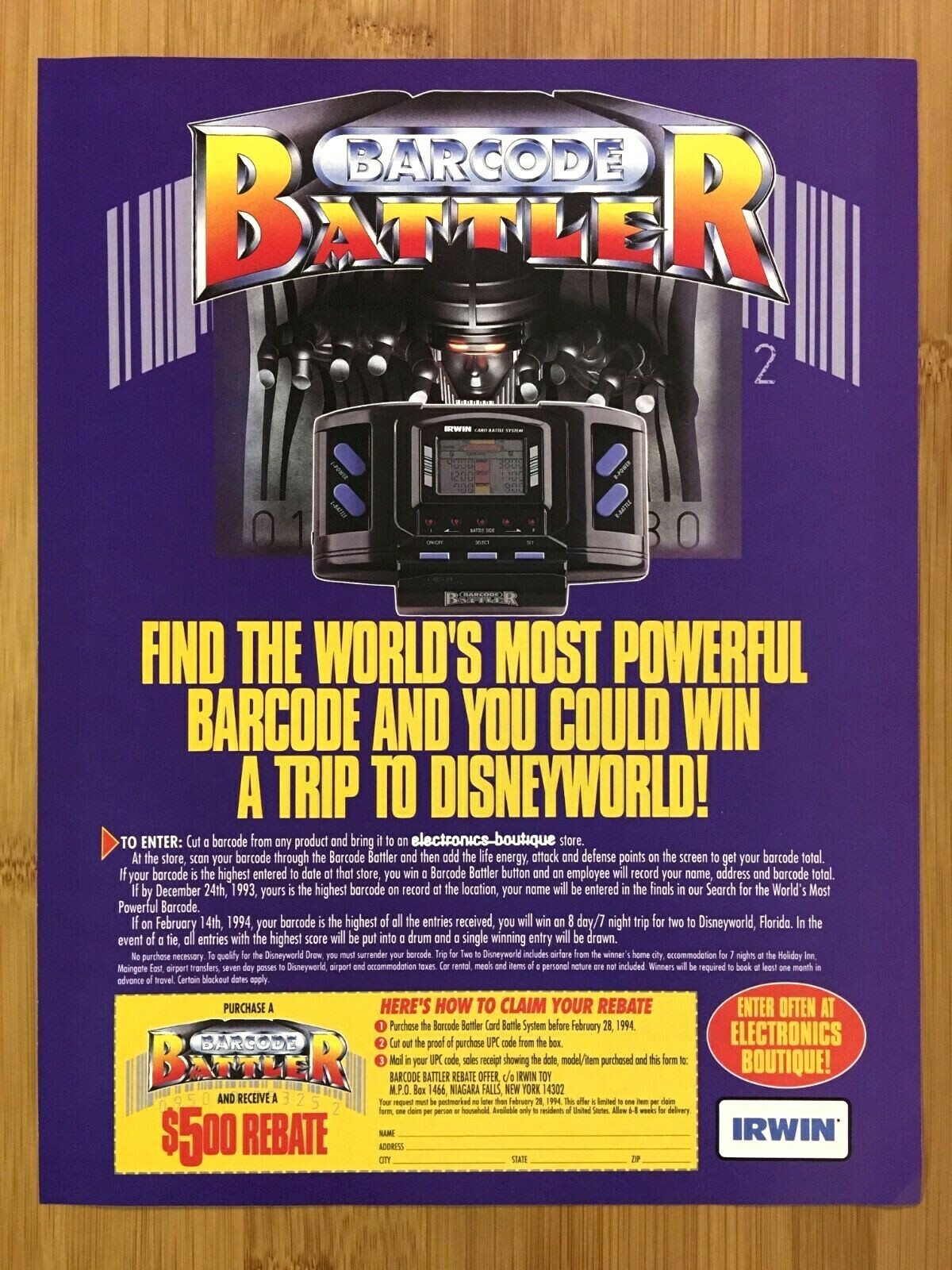 1994 Epoch Barcode Battler Console Print Ad/Poster Authentic Retro Vintage Art!
