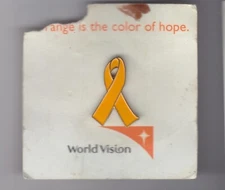 World Vision Orange Awareness ribbon Hope enamel lapel pin - C