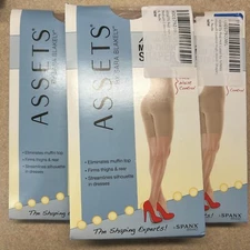3 Pack Assets by Sara Blakely Spanx Brand Hi-Waist Mid-Thigh Shaper Nude Size 4