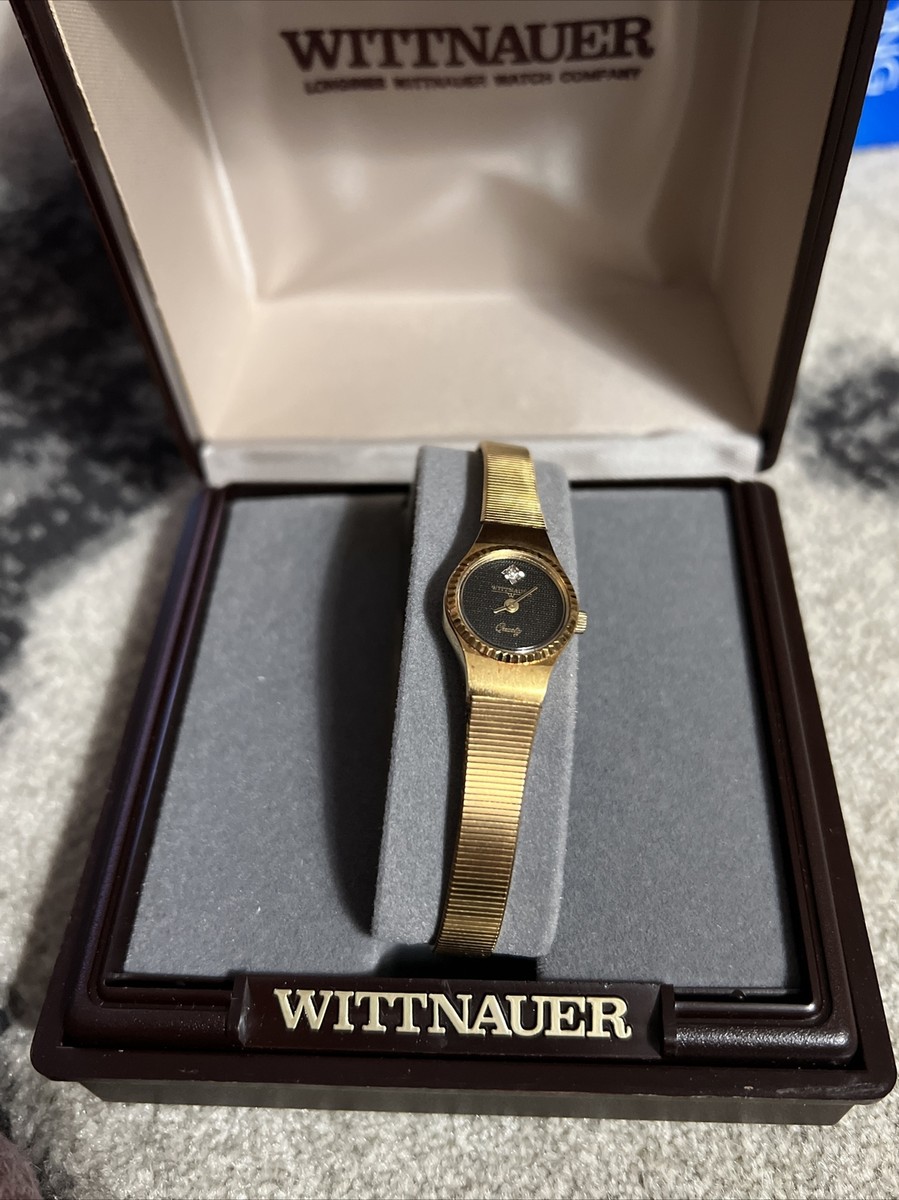 Vintage Wittnauer Ladies Gold Tone Wrist Watch W Diamond In 