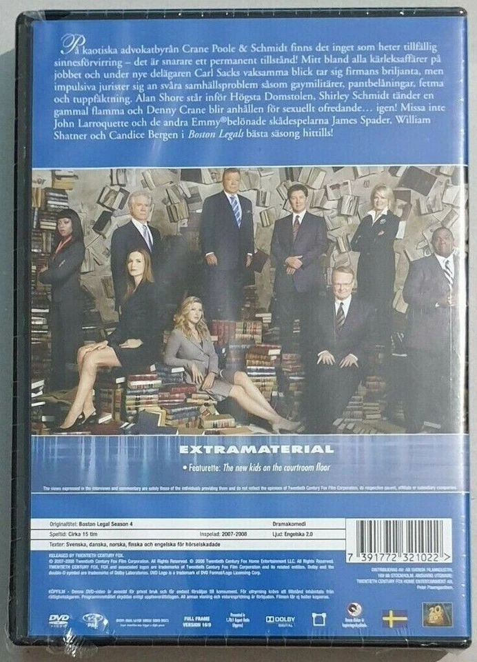 Boston Legal Sasong (Season) 4 Audio: English Cover: Swedish 5 DVD Set Sealed - Image 2 of 2