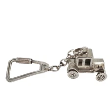 Vintage 1960s Antique 800 Silver Car Shaped Keychain Made in Italy