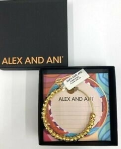 Alex and Ani REED BEADED Shiny Gold Finish Bangle New W// Tag Card /& Box