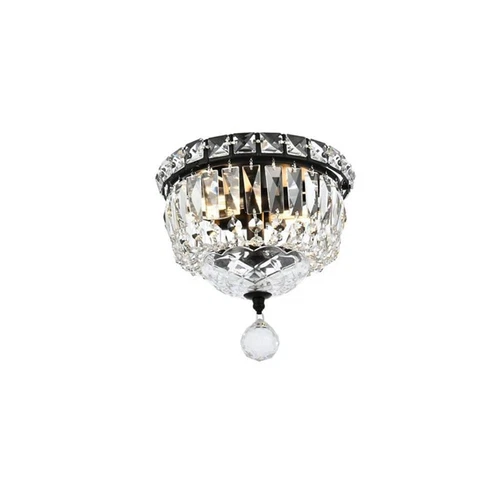 Elegant Lighting Tranquil 8" Metal and Crystal Flush Mount in Black - Picture 3 of 8