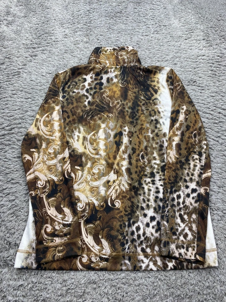 Chaqueta Onque Informal Mujer Pequeña Guepardo Leopardo Estampado Animal Cremallera Completa Cuello Simulado Foto 2 de 4