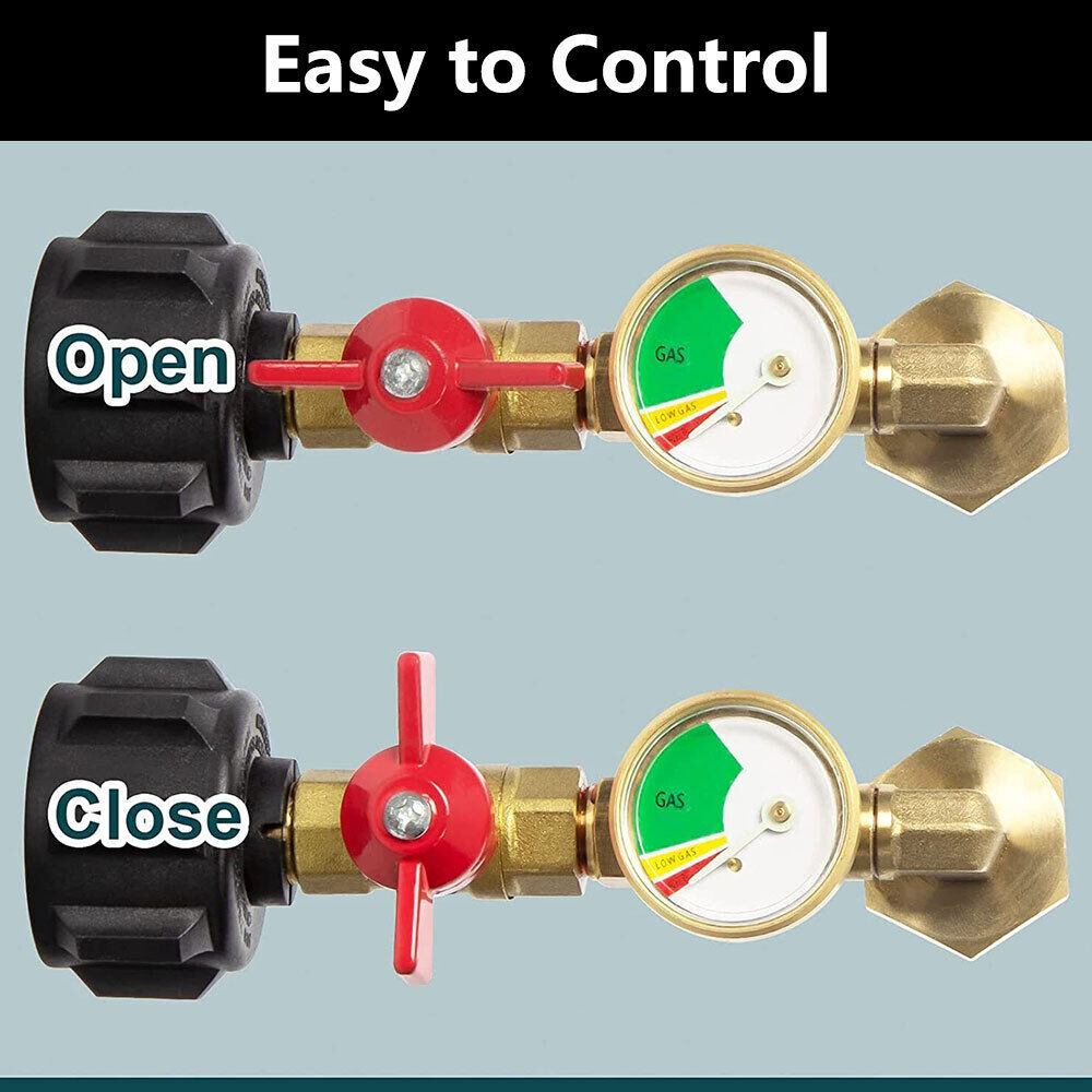 Propane Refill Adapter W/Gauge & Control Valve Fill 1 Lb Bottles From 20 Lb Tank