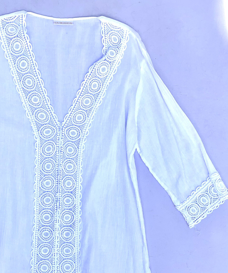 Túnica blanca semi transparente La Blanca talla grande