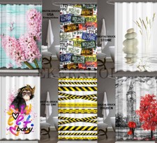 Textil Stoff Duschvorhang Digitaldruck Dusche begehbar  120 x 200 cm inkl Ringe