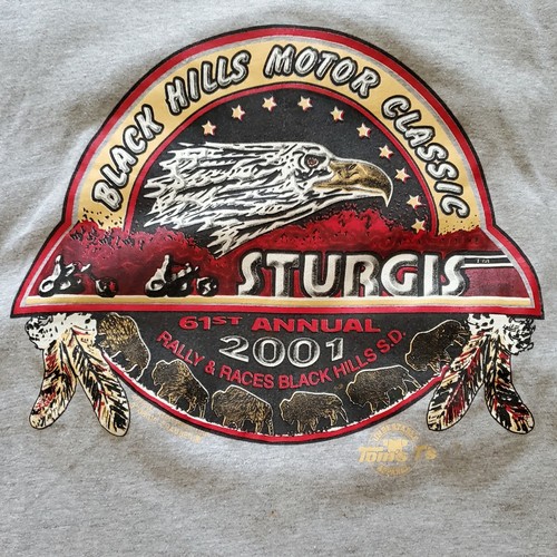 VTG Sturgis Rally 61st Black Hills Motor Classic 2001 Gray T-Shirt LARGE Eagle