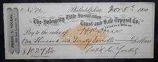 1900 Bank Check The Integrity Title Insurance Trust and Safe Deposit Co. Phila
