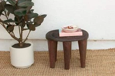 Rustic Carved Cabin Round Small Table