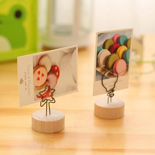Wood Note Holder Photo Memo Name Place Card Clip Desktop Stand Decor Useful FW - Picture 4 of 22