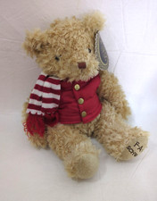 FAO Schwarz Stuffed Teddy w. Red Vest Neck Scarf 16" 2018