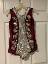 Vintage baton twirling costume Maroon, silver, tons of sparkle and gems