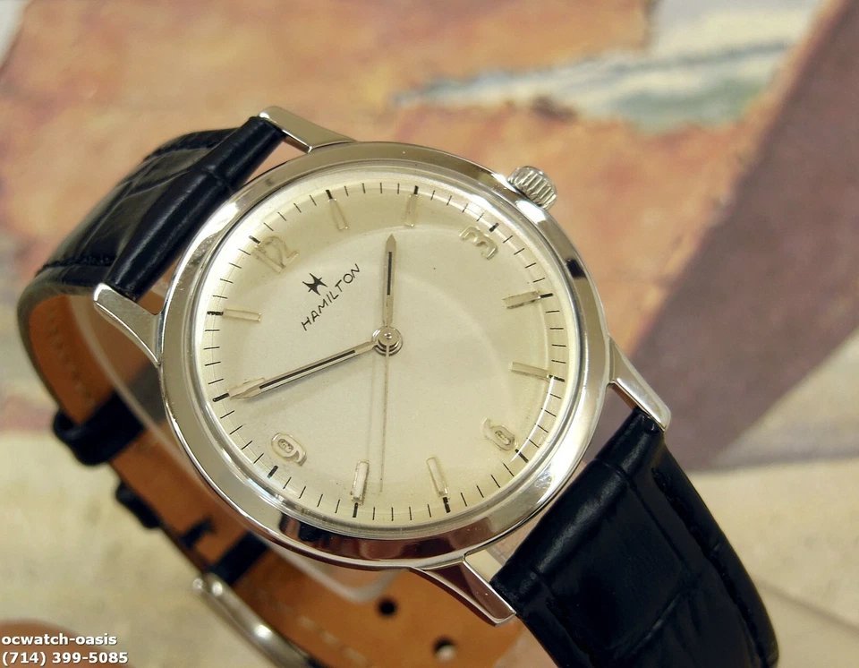 HAMILTON vintage años 60 cuerda manual, esfera impresionante, reparado con garantía Foto 3 de 4