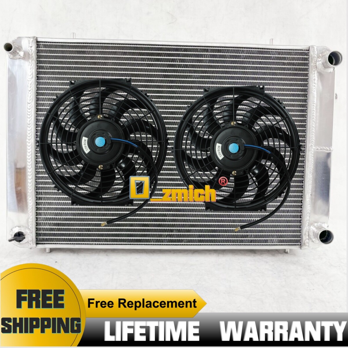 FILA Radiatore alluminio 3 file + ventola 2x12" adatto per manuale Triumph TR7 TR 7 L4 2.0L 1980 1981