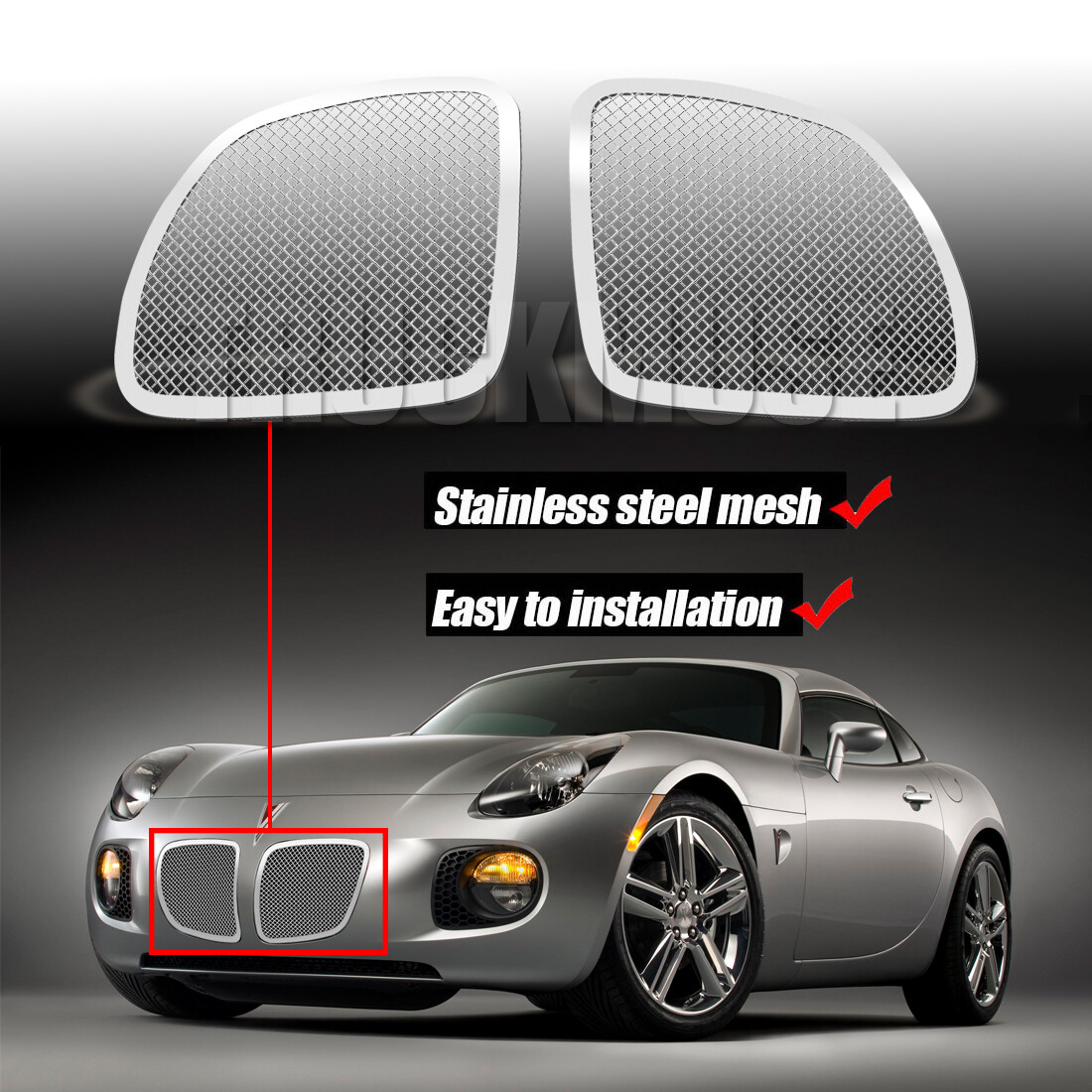 Chrome Mesh Grill APS Pontiac Solstice 2006-2009 Upper Front Grill