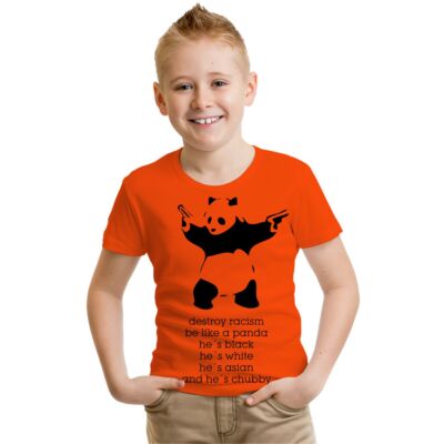 Kinder T-Shirt Destroy Racism be like a PANDA Größe 86 - 164 Mädchen Jungen