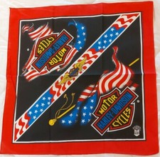 HARLEY DAVIDSON BANDANA DOUBLE BAR & SHIELD USA FLAG VINTAGE MADE IN USA NEW