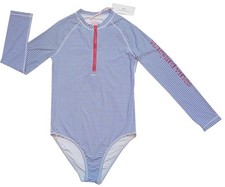 Nwt VINEYARD VINES Girls XL - 18 L/S 1 PIECE SWIMSUIT w/ Zipper UPF Rash Guard