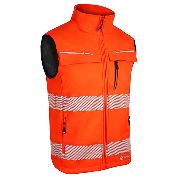 Beeswift Deltic Hi-Vis Softshell Rail Bodywarmer Orange Size L