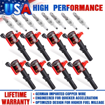 8 Ignition Coils & Spark Plugs For Ford F-250 Super Duty 5.4L 5C1584 FD508 DG511