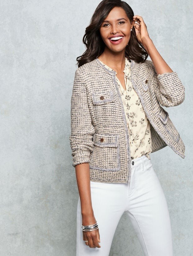 NWT Talbots jacquard sweater jacket size Large