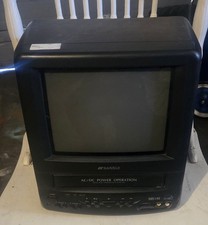 Vintage Sansui TV COM0961B 9" Color CRT Retro VHS VCR Combo Portable Gaming