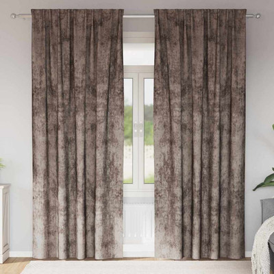 Gardinen Samt Cappuccino 140x260 cm Raumverdunkelung Thermo 2 Stück Modern Eleganz