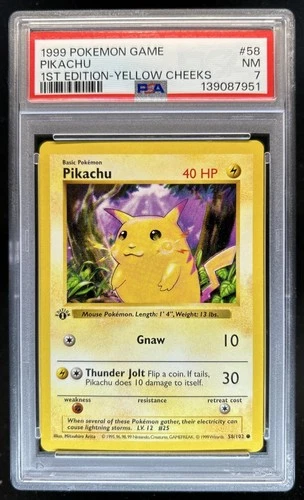 1999 Pokemon 1st Edition Pikachu #58/102 PSA 7