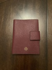 TORY BURCH Emerson Passport ID Holder Classic Bifold Red Maroon Saffiano Leather
