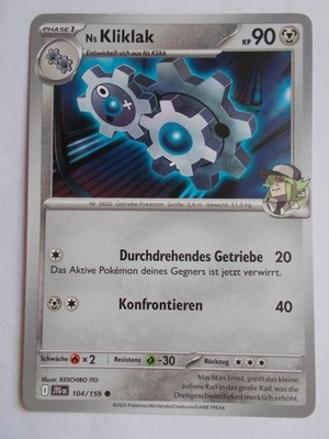 Pokemon Karten Reisegefährten 104/159 Ns Kliklak
