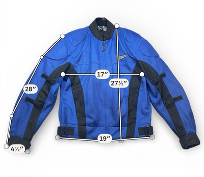 Firstgear Mens Medium Motorcycle Jacket Padded Armor Blue Black First Gear