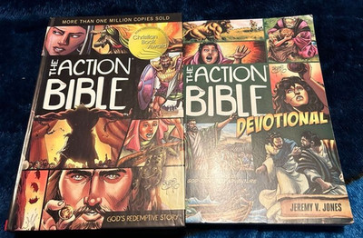 The ACTION BIBLE God's Redemptive Story & The Action Bible Devotional 2 BOOK LOT