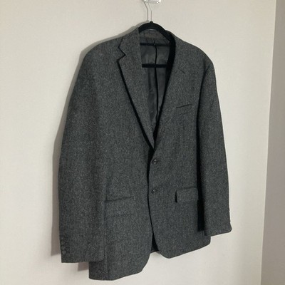 Moon Tweed Blazer Marks Spencer Herren Wolljacke Mantel Charcoil Grau 40 Lang