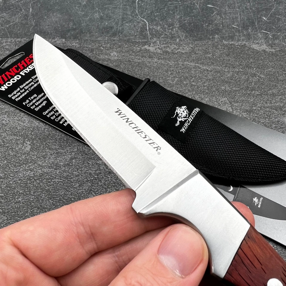Cuchillo y funda Winchester Rich Grain Madera Hoja Fija Full Tang Hunter Skinner Foto 4 de 4