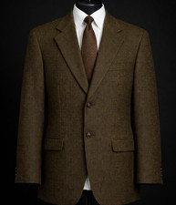 Turnbury Men's 42R Brown Herringbone Tweed Wool Blend Blazer Sport Coat 3 Button