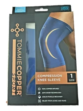 NIP Tommie Copper Sport Compression Copper Infused Knee Sleeve S/M  Blue