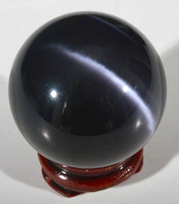 LARGE 1.5" BLACK GREY FIBER OPTIC CONTEMPORARY MARBLE SPHERE W/STAND MINT