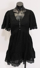 Gap Womens Petite Flutter-Sleeve Eyelet Mini Dress BL1 True Black Size XS Petite