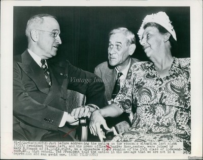 1949 Pres Truman Former Classmate Mary B Womack St Louis Politics Wirephoto 7x9