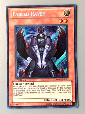 yugioh Fabled Raven DREV-EN091 Secret Rare 1st Edition Near Mint