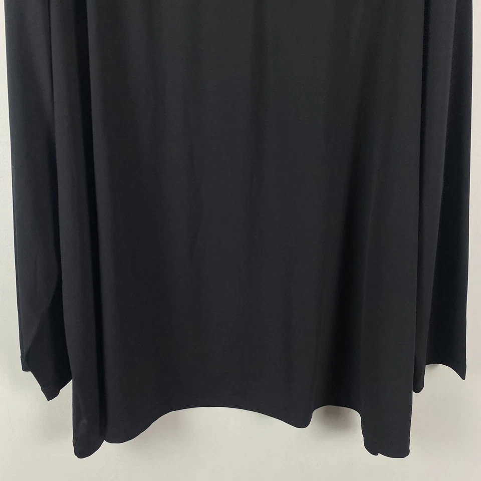 Top Bob Mackie Jersey Tejido con Escote de Malla Bordada Talla 3X Negro Foto 3 de 4