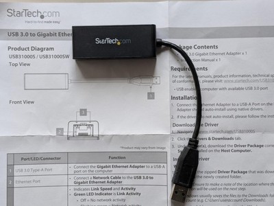 USB 3.0 to Gigabit Ethernet Adapter - StarTeck USB31000S in OVP